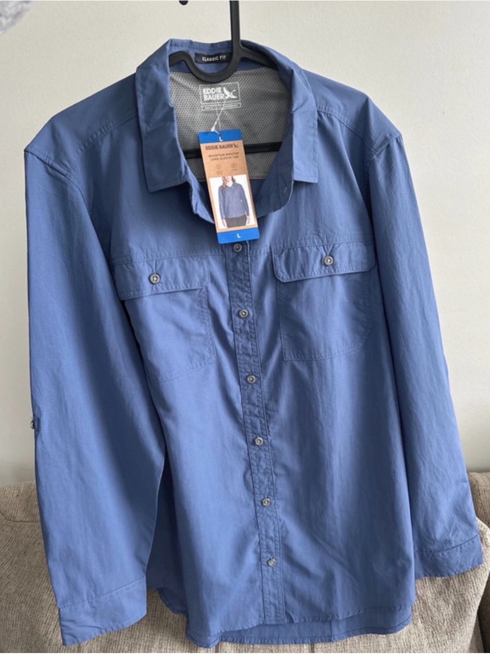 Eddie Bauer NWT Women’s Blue Mountain Ripstop Long-Sleeve Shirt